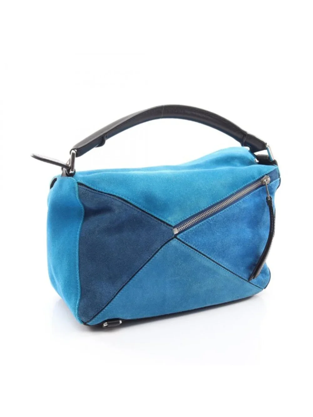 Loewe Handbag Puzzle Bag 2-Way Blue Black Leather